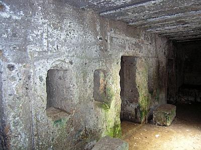 Tarquinii burial rooms dug and cut out of the rock 
