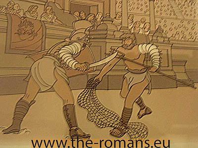 Instruction plate gladiators fighting 