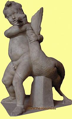 Cupido fighting a goose 